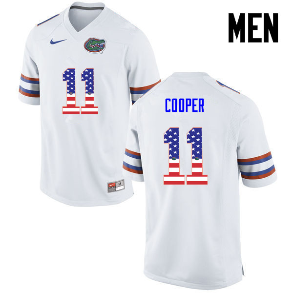 Men Florida Gators #11 Riley Cooper College Football USA Flag Fashion Jerseys-White - Click Image to Close